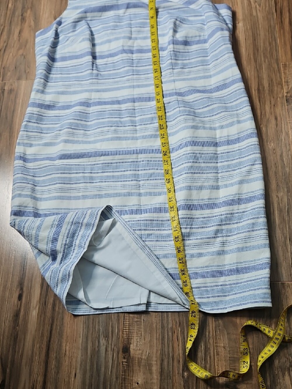 Talbots White and Light Blue Striped Sleeveless Midi Dress 1X - Picture 7 of 8